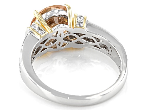 Pre-Owned Bella Luce ® 6.02ctw Dillenium Champagne And White Diamond Simulants Rhodium Over Silver R - Size 5