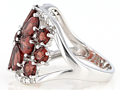 Pre-Owned 5.16ctw Mixed Shape Vermelho Garnet(TM) & Diamond Accent Rhodium Over Silver Band Ring - Size 9