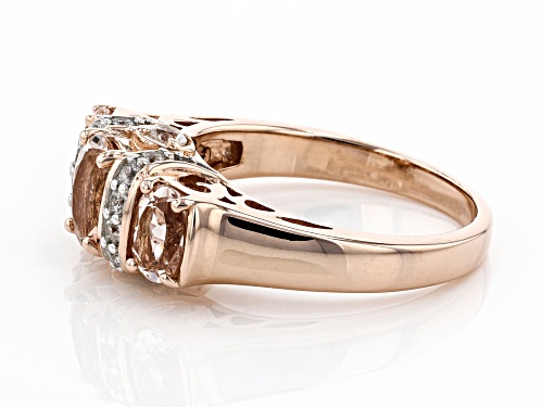 Pre-Owned 1.23CTW OVAL MORGANITE WITH .40CTW WHITE ZIRCON 18K ROSE GOLD OVER SILVER RING - Size 8