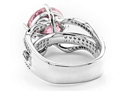 Pre-Owned Bella Luce ® 11.44ctw Pink And White Diamond Simulants Rhodium Over Silver Ring (5.51ctw D - Size 7
