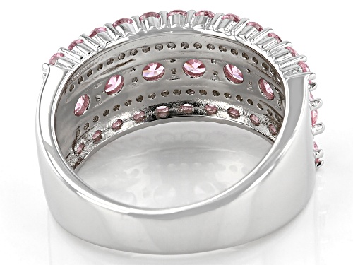 Pre-Owned Bella Luce ® 4.35ctw Pink And White Diamond Simulants Rhodium Over Silver Ring (2.13ctw DE - Size 5