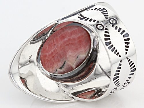 Pre-Owned Southwest Style By Jtv™ 18x13mm Oval Rhodochrosite Sterling Silver Solitaire Ring - Size 5