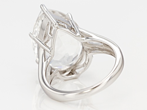 Pre-Owned 8.58ct Pear Shape Crystal Quartz Rhodium Over Sterling Silver Solitaire Ring - Size 7