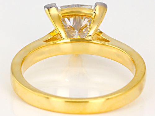 Pre-Owned MOISSANITE FIRE® 1.60CT DEW TRILLION CUT 14K YELLOW GOLD OVER SILVER RING - Size 7