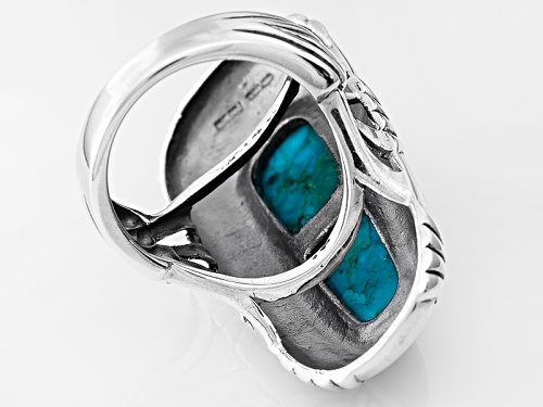 Pre-Owned Southwest Style By Jtv™ 28x10mm Tapered Baguette Turquoise Sterling Silver Solitaire Ring - Size 5