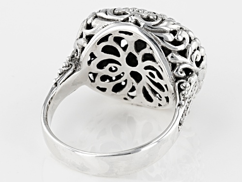 Pre-Owned Artisan Gem Collection Of Bali™ .06ct Round White Single Diamond Accent Silver Floral Ring - Size 12