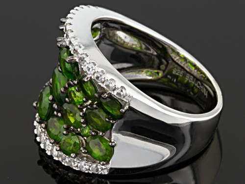 Pre-Owned 4.07ctw Oval And Round Russian Chrome Diopside With .60ctw Round White Zircon Sterling Sil - Size 5