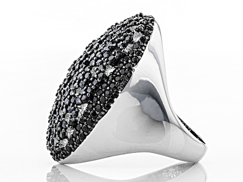 Pre-Owned 3.06ctw Round Black Spinel Rhodium Over Sterling Silver Cocktail Ring - Size 8