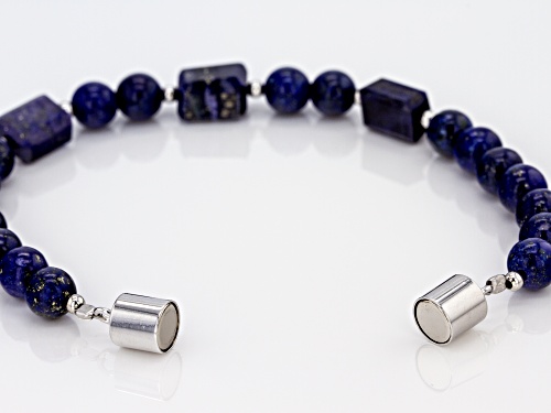 Pre-Owned MIXED SHAPES LAPIS LAZULI RHODIUM OVER STERLING SILVER BRACELET - Size 7.25