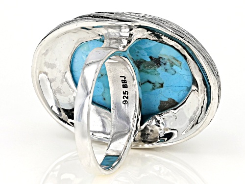 Pre-Owned Southwest Style by JTV™ Oval Turquoise Sterling Silver Ring - Size 7