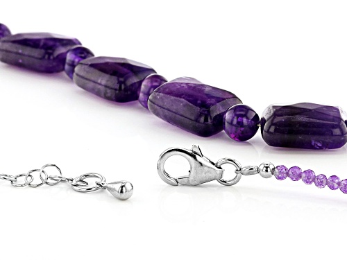 Pre-Owned 67.15CTW AFRICAN AMETHYST RHODIUM OVER STERLING SILVER NECKLACE - Size 18