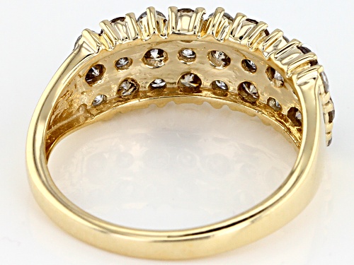 Pre-Owned 1.25ctw Round Champagne And White Diamond 10k Yellow Gold Ring - Size 8
