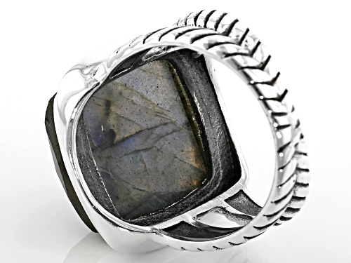 Pre-Owned 11ctw Square Cushion  Gray Labradorite Sterling Silver Solitaire Ring - Size 9