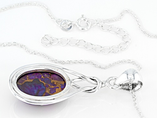 Pre-Owned 18X13MM OVAL CABOCHON PURPLE TURQUOISE STERLING SILVER PENDANT WITH CHAIN