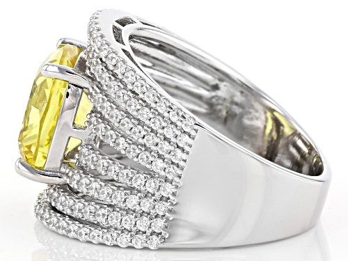 Pre-Owned Bella Luce ® 7.09ctw Lab Created Yellow Sapphire/White Diamond Simulants Rhodium Over Ster - Size 6