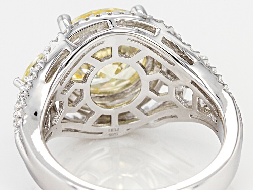 Pre-Owned Bella Luce ® 8.09CTW Canary And White Diamond Simulants Rhodium Over Silver Ring (4.93CTW - Size 10