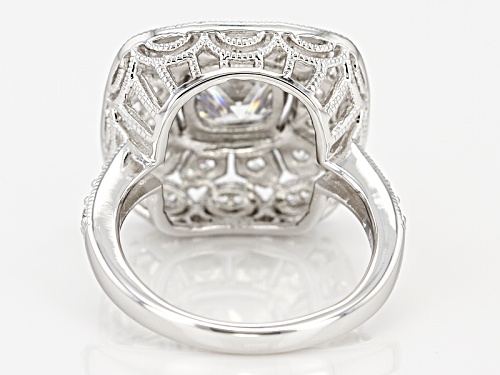 Pre-Owned Bella Luce ® 3.02ctw White Diamond Simulant Rhodium Over Sterling Silver Ring (1.55ctw Dew - Size 5