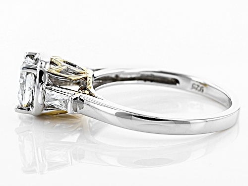 Pre-Owned Moissanite Fire® 1.48ctw Dew Platineve™ And 14k Yellow Gold Accent Over Platineve™ Ring - Size 11