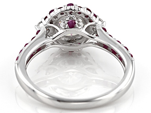 Pre-Owned Moissanite Fire® 1.32ctw Dew And .98ctw Ruby Platineve™ Ring - Size 11