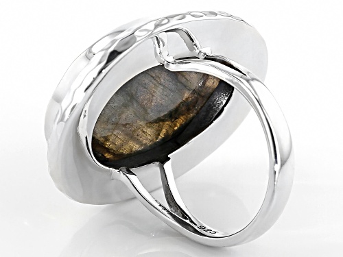 Pre-Owned 21.00ct Oval Gray Labradorite Sterling Silver Solitaire Ring - Size 6