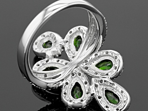 Pre-Owned 2.76ctw Pear Shape Russian Chrome Diopside With .45ctw Round White Zircon Sterling Silver - Size 7