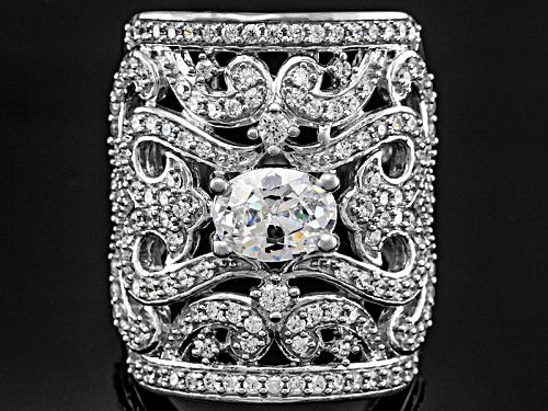 Pre-Owned Bella Luce ® 4.40ctw Oval And Round Rhodium Over Sterling Silver Ring - Size 6