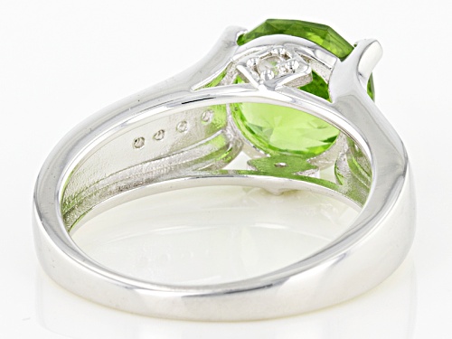 Pre-Owned 2.80ct Round Manchurian Peridot™ And .23ctw Round White Zircon Sterling Silver Ring - Size 8