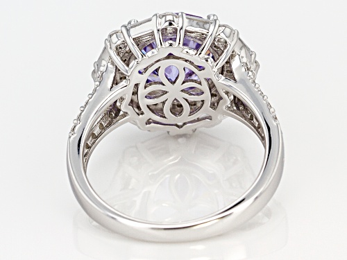 Pre-Owned Bella Luce ® 8.66CTW Lavender And White Diamond Simulants Rhodium Over Silver Ring (4.98CT - Size 5