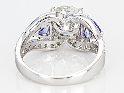 Pre-Owned MOISSANITE FIRE® 2.92CTW AND .86CTW TANZANITE PLATINEVE® RING - Size 10