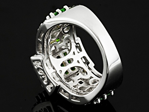 Pre-Owned 1.90ctw Square Russian Chrome Diopside With 1.61ctw Round White Zircon Sterling Silver Rin - Size 5