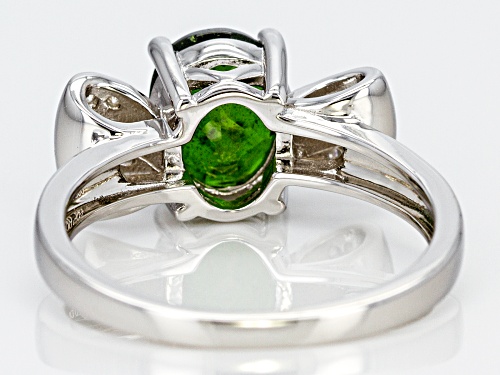 Pre-Owned 1.67ct Russian Chrome Diopside With .77ctw Lab Created Moissanite Rhodium Over Sterling Si - Size 8