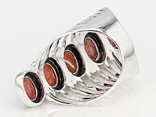 Pre-Owned Southwest Style By JTV™ 6x8mm Oval Rhodochrosite Sterling Silver 5-Stone Ring. - Size 7