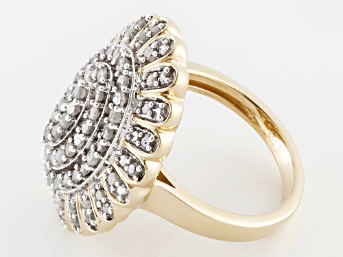 Pre-Owned 1.25ctw Round White Diamond Engild™ 14k Yellow Gold Over Sterling Silver Cluster Ring - Size 7