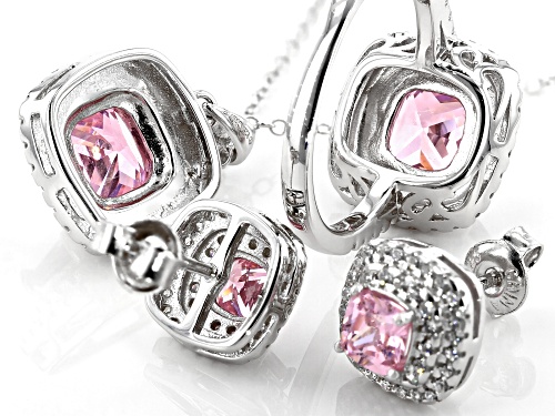 Pre-Owned Bella Luce ® 11.10ctw Pink And White Diamond Simulants Rhodium Over Sterling Silver Jewelr