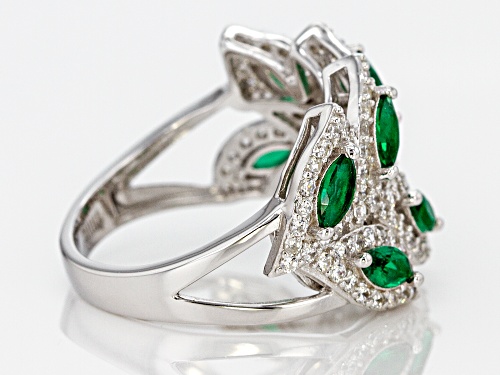 Pre-Owned Bella Luce® 3.46ctw Emerald and White Diamond Simulants Rhodium Over Sterling Silver Ring - Size 11