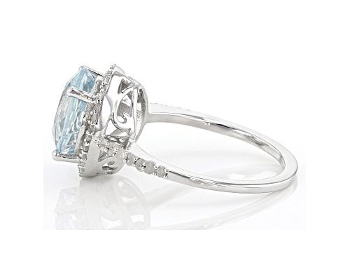 Pre-Owned Blue Aquamarine Rhodium Over Sterling Silver Halo Ring 3.64ctw - Size 8