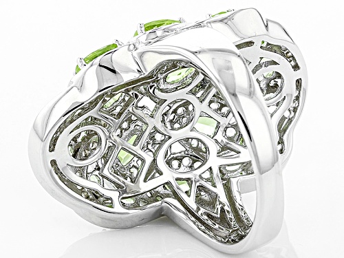 Pre-Owned 2.65ctw Mixed Shape Manchurian Peridot™ And .73ctw Round White Topaz Sterling Silver Clust - Size 11