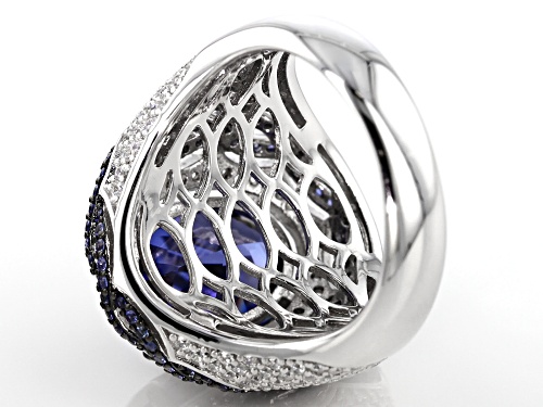 Pre-Owned Bella Luce ®Esotica ™Lab Created Sapphire,Tazanite&White Diamond Simulants Rhodium Over Si - Size 5