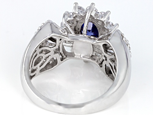 Pre-Owned Bella Luce ® Esotica ™4.30CTW Tanzanite & White Diamond Simulants Rhodium Over Silver Ring - Size 11