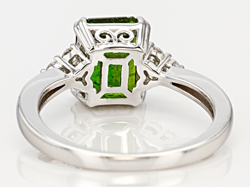 Pre-Owned 1.98CT EMERALD CUT RUSSIAN CHROME DIOPSIDE WITH .15CTW ROUND MOISSANITE STERLING SILVER RI - Size 12