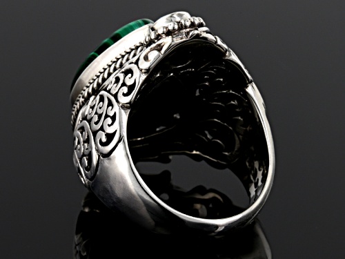 Pre-Owned Artisan Gem Collection Of Bali™ Malachite And .25ctw River Ride™ Mystic Quartz® Silver Rin - Size 5