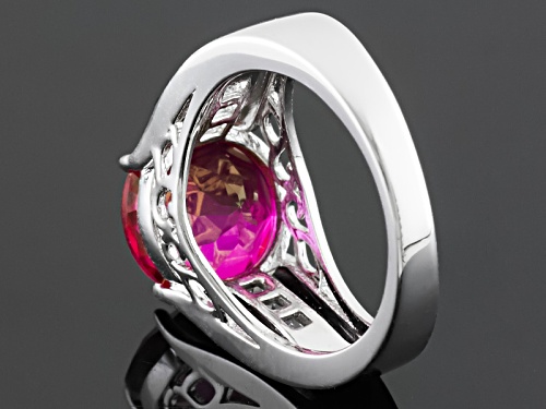 Pre-Owned 4.67ct Round Peony™ Mystic Topaz® With .30ctw Square White Topaz Sterling Silver Ring - Size 12