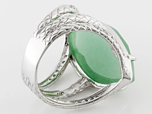 Pre-Owned  Marquise Green Aventurine With .24ctw White Topaz Sterling Silver Ring - Size 5