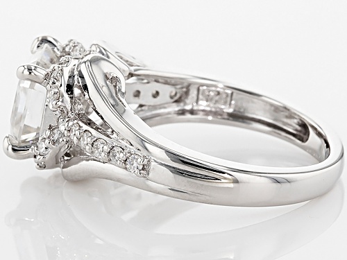 Pre-Owned Moissanite Fire® 3.38ctw Diamond Equivalent Weight Asscher Cut And Round Platineve™ Ring - Size 11