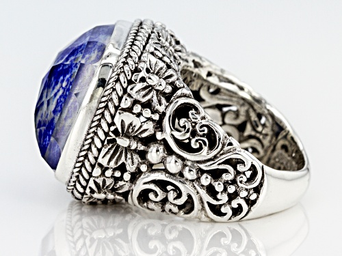 Pre-Owned Artisan Collection Of Bali™ 18mm Square Cushion Lapis Lazuli Doublet Silver Solitaire Ring - Size 8