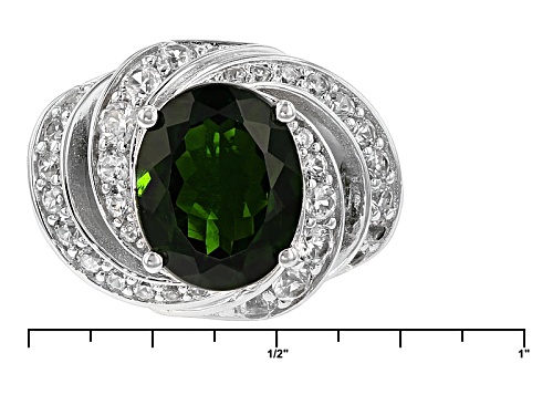 Pre-Owned 2.17ct Oval Russian Chrome Diopside With .66ctw White Zircon Sterling Silver Ring - Size 5