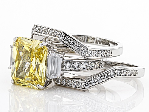 Pre-Owned Charles Winston For Bella Luce ® Canary & Diamond Simulants Rhodium Over Silver Ring With - Size 11
