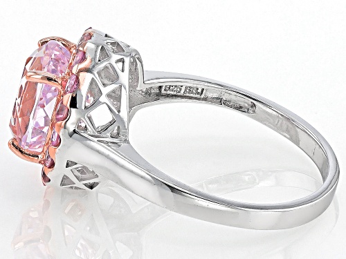 Pre-Owned 2.64ct Oval Brazilian Kunzite And .64ctw Round Pink Sapphire Sterling Silver Ring - Size 6