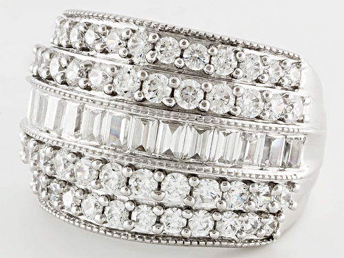 Pre-Owned Bella Luce ® 5.95ctw Baguette And Round Rhodium Over Sterling Silver Ring - Size 6