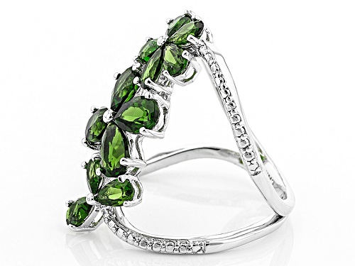 Pre-Owned 3.60ctw Pear Shape Russian Chrome Diopside Sterling Silver Floral Ring - Size 7